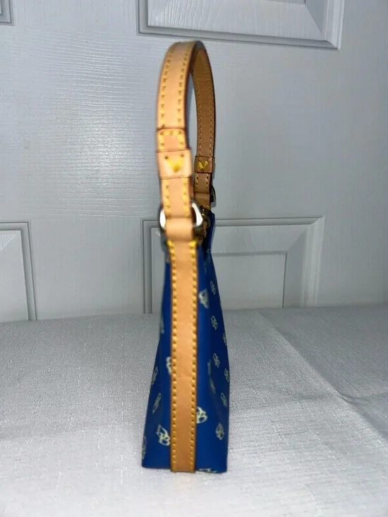 Dooney & Bourke Bitsy Bag Navy & White Micro Top-Handle Bag with Brown Trim - Picture 5 of 12